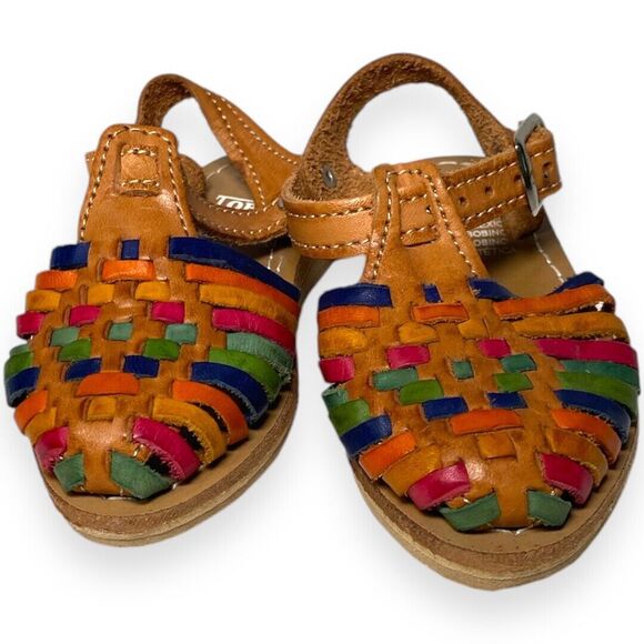 Other - Child Mexican Huarache Sandals Sz 4 | Handmade Leather Closed-Toe Multi-Colored